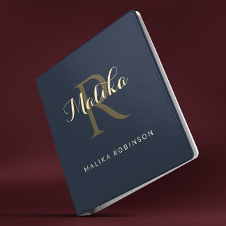 Trendy Personalized Luxury Monogram Name 3 Ring Binder