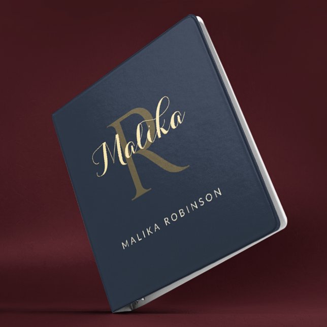 Trendy Personalized Luxury Monogram Name 3 Ring Binder (Creator Uploaded)