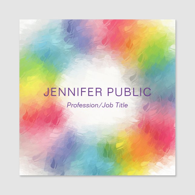 Trendy Personalized Modern Elegant Colorful Name Tag (Front)