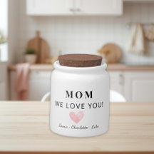 Trendy Personalized Mom We Love You Candy Jar Gift