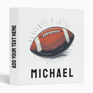Trendy Personalized Name American Football 3 Ring Binder