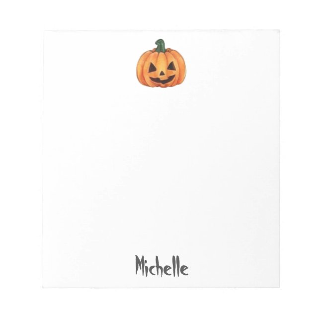 Trendy Personalized Name Halloween Theme Pumpkin  Notepad (Front)