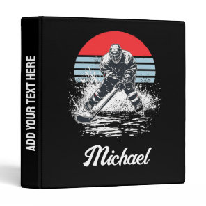Trendy Personalized Name Hockey Player black       3 Ring Binder