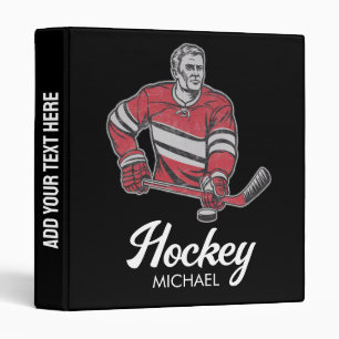 Trendy Personalized Name Hockey Player black 3 Ring Binder