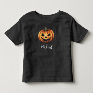 Trendy Personalized Name Orange Pumpkin Halloween  Toddler T-shirt