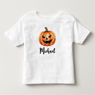 Trendy Personalized Name Orange Pumpkin Halloween  Toddler T-shirt
