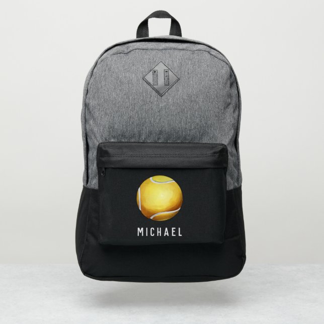 Trendy Personalized Name Tennis Ball Port Authority® Backpack (Front)