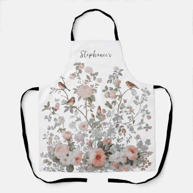 Trendy  Personalized Name wildflowers & birds      Apron (Front)
