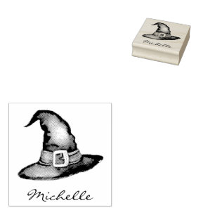 Trendy Personalized Name Witch Hat  Halloween      Rubber Stamp