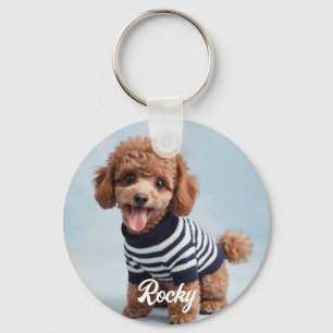 Trendy Personalized Pet Photo and Text Dog Lover Keychain