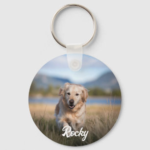 Trendy Personalized Pet Photo and Text Dog Lover   Keychain