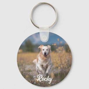 Trendy Personalized Pet Photo and Text Dog Lover Keychain