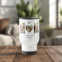 Trendy Personalized Photo MOM Heart Travel Mug
