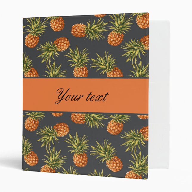 Trendy Personalized Pineapple 3 Ring Binder (Front/Inside)