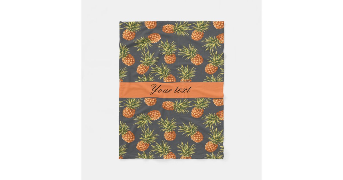 Trendy Personalized Pineapple Fleece Blanket Zazzle