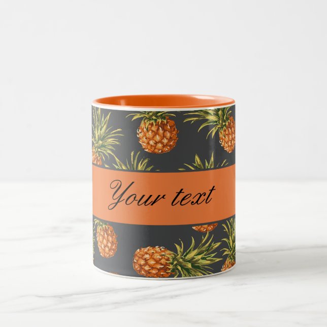 Trendy Personalized Pineapple Two-Tone Coffee Mug (Center)