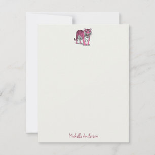 Trendy Personalized Pink Tiger Stationery Note Card