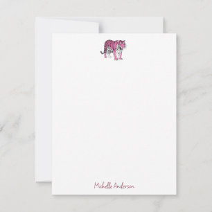 Trendy Personalized Pink Tiger Stationery Note Card