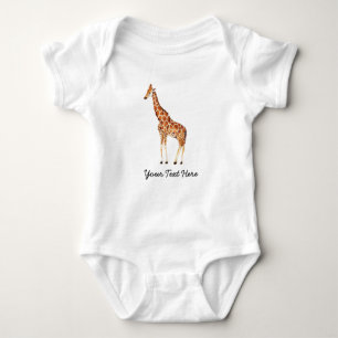 Trendy Personalized Safari Animal cute Giraffe Baby Bodysuit