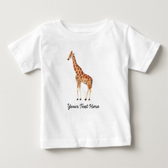 Trendy Personalized Safari Animal cute Giraffe     Baby T-Shirt (Front)