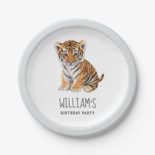 Trendy Personalized Safari Animal cute tieger Paper Plates