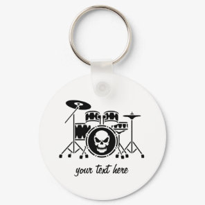 Trendy Personalized skull Drum Set Music Drummer   Keychain