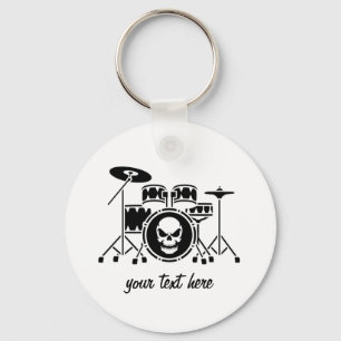 Trendy Personalized skull Drum Set Music Drummer Keychain