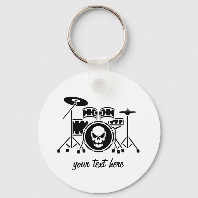 Trendy Personalized skull Drum Set Music Drummer   Keychain (Front)