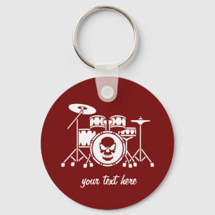 Trendy Personalized skull Drum Set Music Drummer   Keychain
