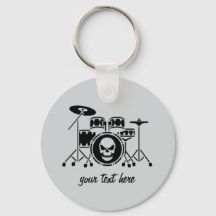Trendy Personalized skull Drum Set Music Drummer   Keychain