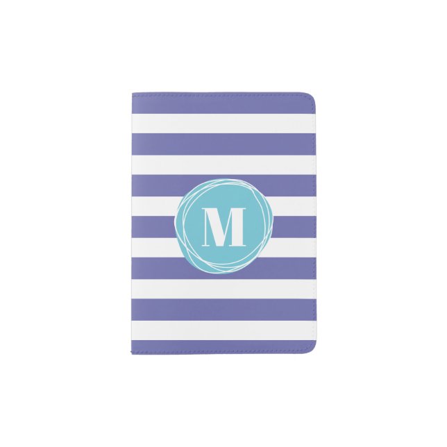 Trendy Personalized Stripes Monogram  Passport Holder (Front)