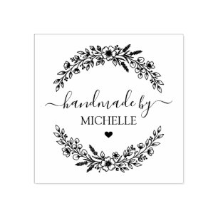Trendy Personalized Stylish Handmade With Love Rubber Stamp