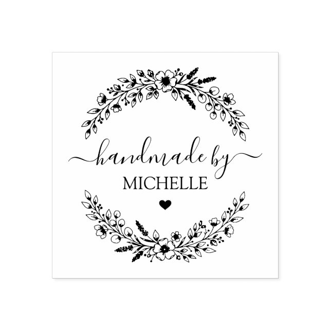 Trendy Personalized Stylish Handmade With Love Rubber Stamp (Imprint)