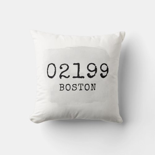 Trendy Personalized Town and Zip Code Throw Pillow