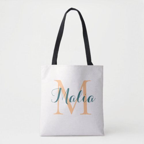 Trendy Personalized Tropical Monogram Summer Beach Tote Bag