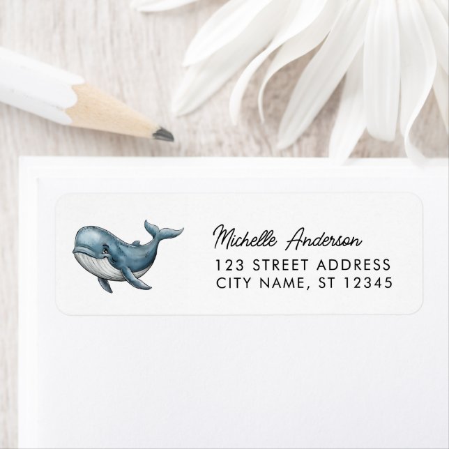 Trendy Personalized Whale  Return Address Label (Insitu)