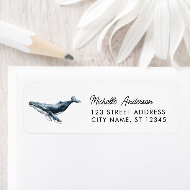 Trendy Personalized Whale  Return Address Label (Insitu)