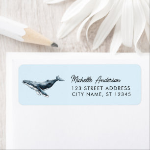 Trendy Personalized Whale  Return Address Label