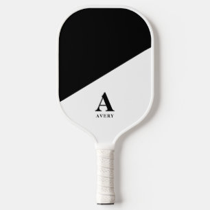 Trendy Personalized Youthful black white Design Pickleball Paddle
