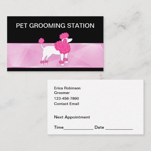 Trendy Pet Grooming Appointment Business Cards