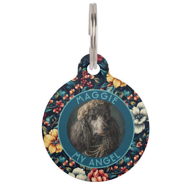 Trendy Pet Owner Gift Rose Pattern ID Tag (Front)