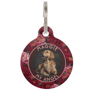Trendy Pet Parent Gift Peonies Print ID Tag