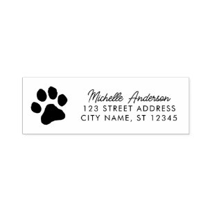 Trendy Pet Paw Print  Return Address Label  Self-inking Stamp