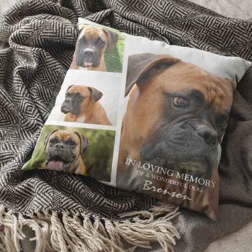 Trendy Pet Photo Collage In Loving Memory Throw Pillow