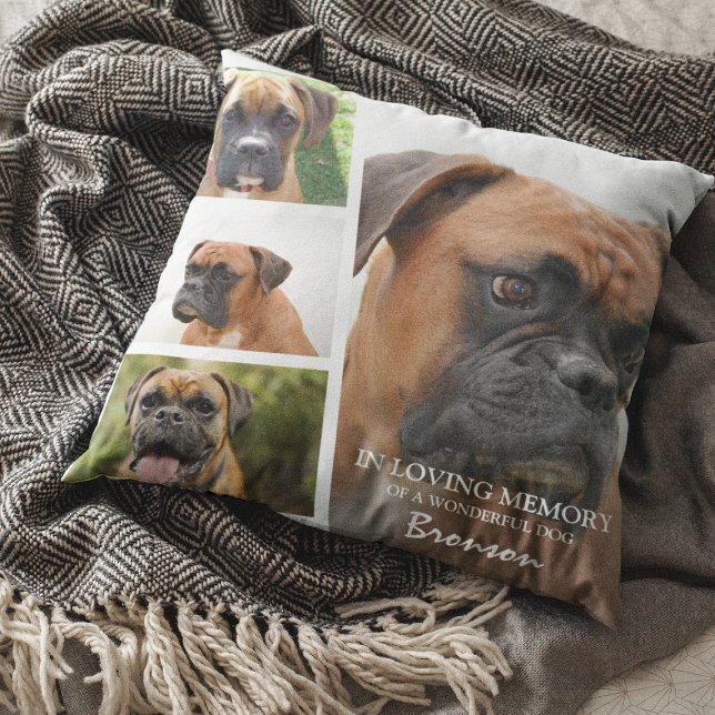 Trendy Pet Photo Collage In Loving Memory Throw Pillow (Creator Uploaded)