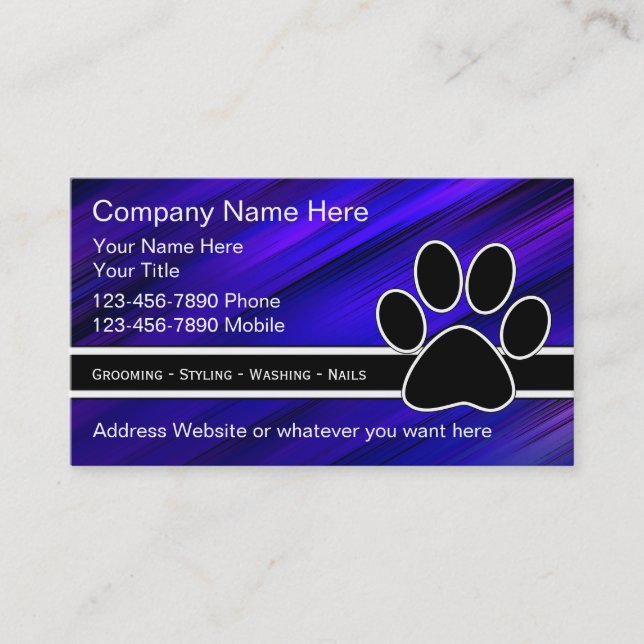 Trendy Pet Service Business Cards (Front)