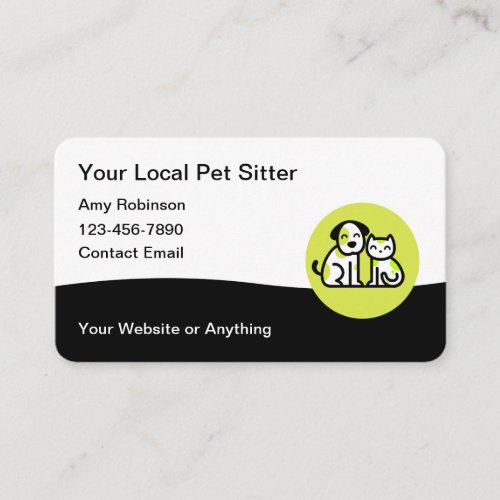 Trendy Pet Sitter Business Cards Design