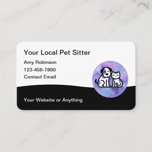 Trendy Pet Sitter Modern Business Cards