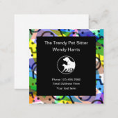 Trendy Pet Sitter Modern Square Business Card (Front/Back)