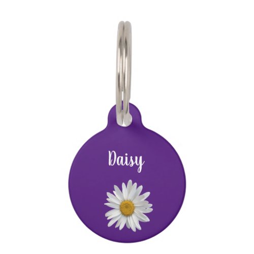 Trendy Pet White Daisy Cute Purple Pet ID Tag